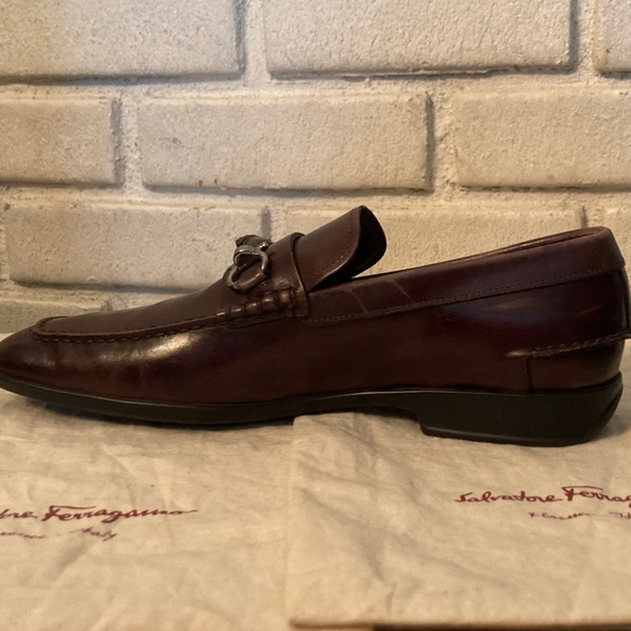 Salvatore Ferragamo Brown Leather Loafers, Men\'s